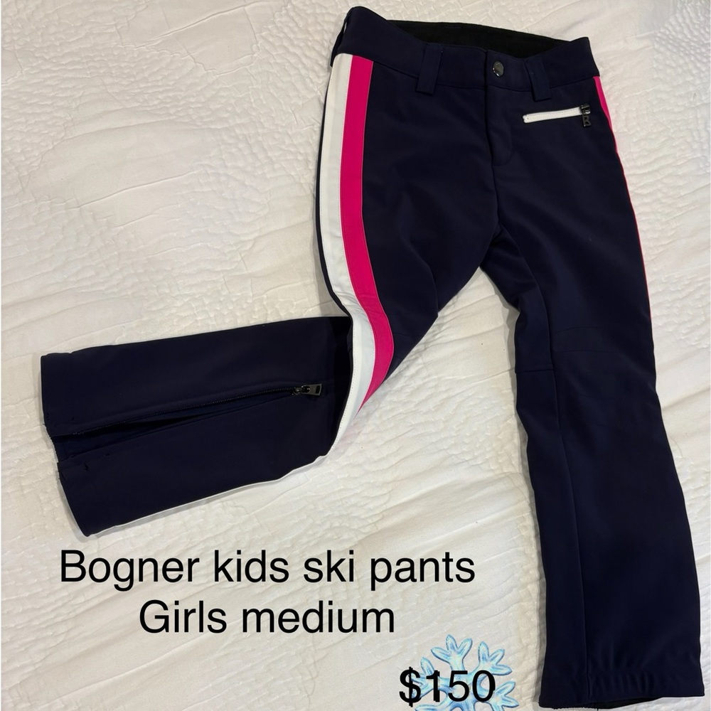 Bogner Navy and Pink/White Ski Pants for Winter Sports